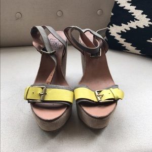 Lucky Brand Gray Wedges with Yellow Accent